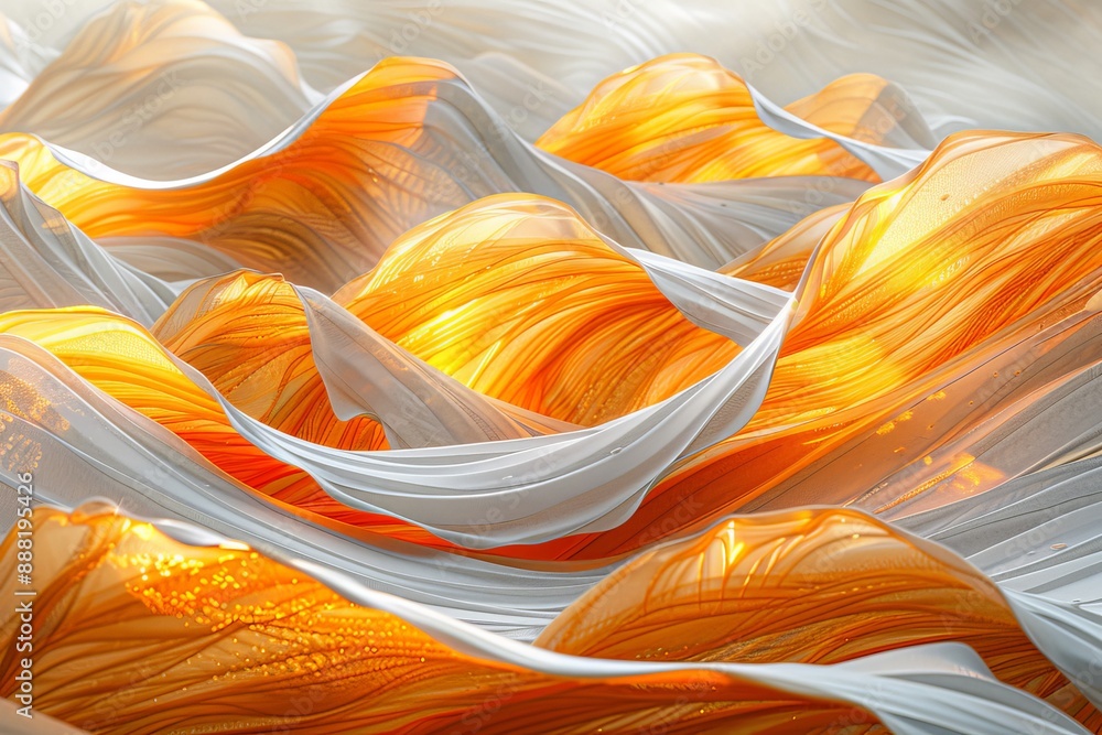 Aufkleber abstract art with flowing golden and silver waves creating a luxurious and dynamic texture.