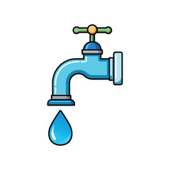  Color faucet in flat style. Water supply illustration for infographic, website or app. 