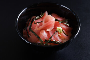 pickled ginger japanese food isolate in black background