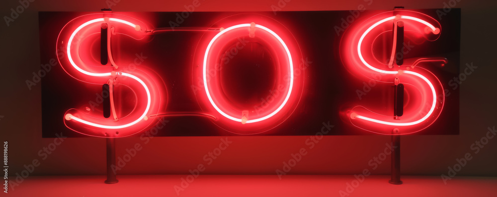 Poster a neon sign with the letters s and o in red letters