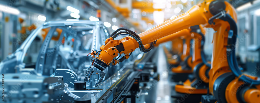Poster automated robotic assembling and precision engineering optimize production quality, ensuring top-not
