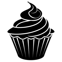 Cupcake Icon Silhouette Vector Art Illustration