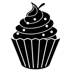 Cupcake Icon Silhouette Vector Art Illustration