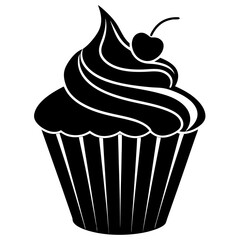 Cupcake Icon Silhouette Vector Art Illustration