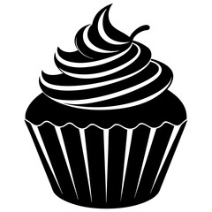 Cupcake Icon Silhouette Vector Art Illustration