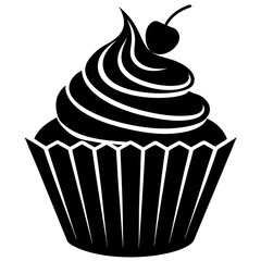 Cupcake Icon Silhouette Vector Art Illustration