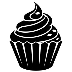 Cupcake Icon Silhouette Vector Art Illustration