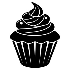 Cupcake Icon Silhouette Vector Art Illustration
