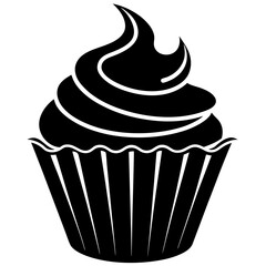 Cupcake Icon Silhouette Vector Art Illustration