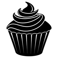 Cupcake Icon Silhouette Vector Art Illustration