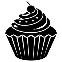 Cupcake Icon Silhouette Vector Art Illustration