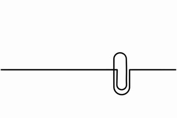 Continuous line drawn paper clip isolated on white background, vector Illustration black and white