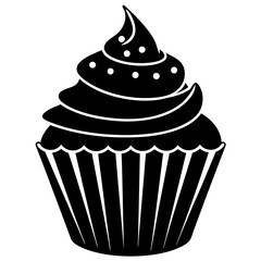 Cupcake Icon Silhouette Vector Art Illustration