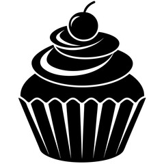 Cupcake Icon Silhouette Vector Art Illustration