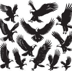 Obraz premium Eagle silhouette vectors on a white page high quality high resolution, black color isolated on white background