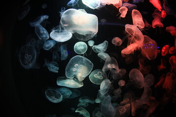 Moon Jelly fish in Bangsean Aquarium, Chonburi Thailand.