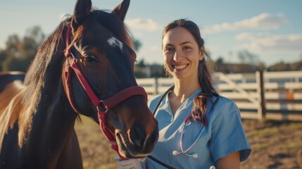 The veterinarian with a horse