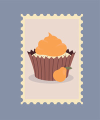 Cute Illustration Pear Cupcake at Cream