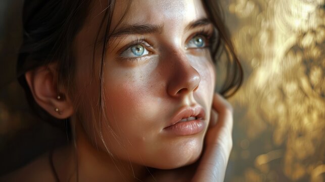 Portret studyjny m&Aring;odej kobiety u&Aring;miechni&Auml;tej na &Aring;&frac14;&Atilde;&sup3;&Aring;tym tle z du&Aring;&frac14;&Auml; ilo&Aring;ci&Auml; wolnego t&Aring;a