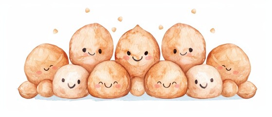 Obraz premium Chickpeas depicted with soft watercolor textures isolate on white background