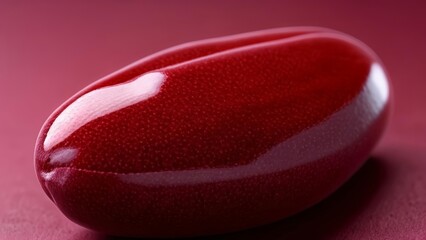  Vivid red apple closeup glossy on pink background