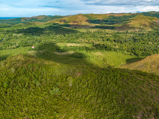 Beautiful Aerial View of Green Grass Hill in Buru Island, Maluku, Indonesia