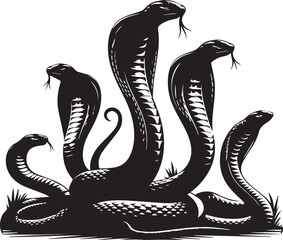 King Cobra silhouette vectors on a white page high quality high resolution, black color isolated on white background