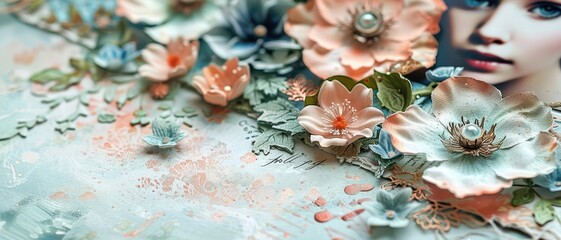 a scrapbook layout tutorial focusing on the use of decorative papers and embellishments