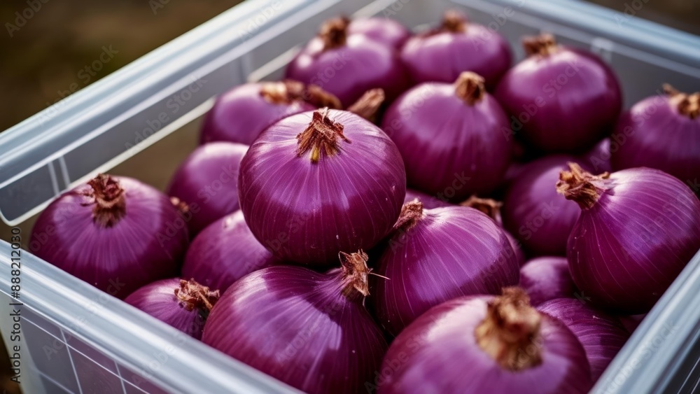 Poster  Bountiful harvest of vibrant purple onions