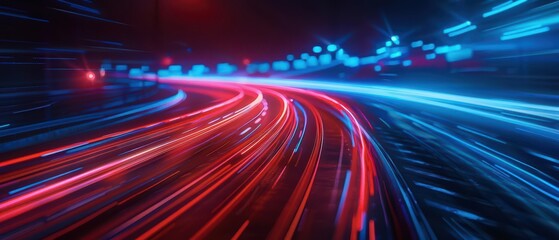 Obraz premium Transportation advances within an ultramodern, supernatural scene, with copy space, where hyperefficient vehicles navigate seamlessly through smart infrastructure