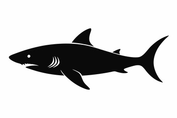 Obraz premium Shark silhouette vector, Silhouette of a shark isolated on white background