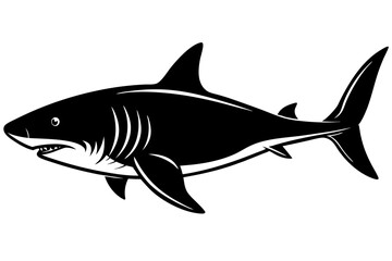 Shark silhouette vector, Silhouette of a shark isolated on white background

