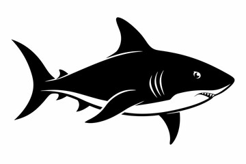 Shark silhouette vector, Silhouette of a shark isolated on white background

