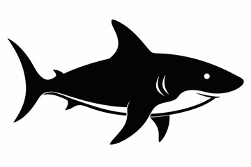 Fototapeta premium Shark silhouette vector, Silhouette of a shark isolated on white background