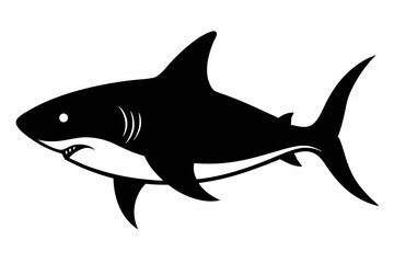 Shark silhouette vector, Silhouette of a shark isolated on white background

