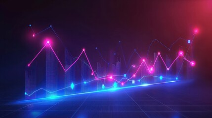 Financial growth chart for stock market investment trading.