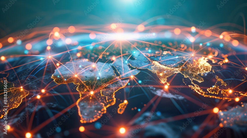 Poster global business strategy using a network concept.