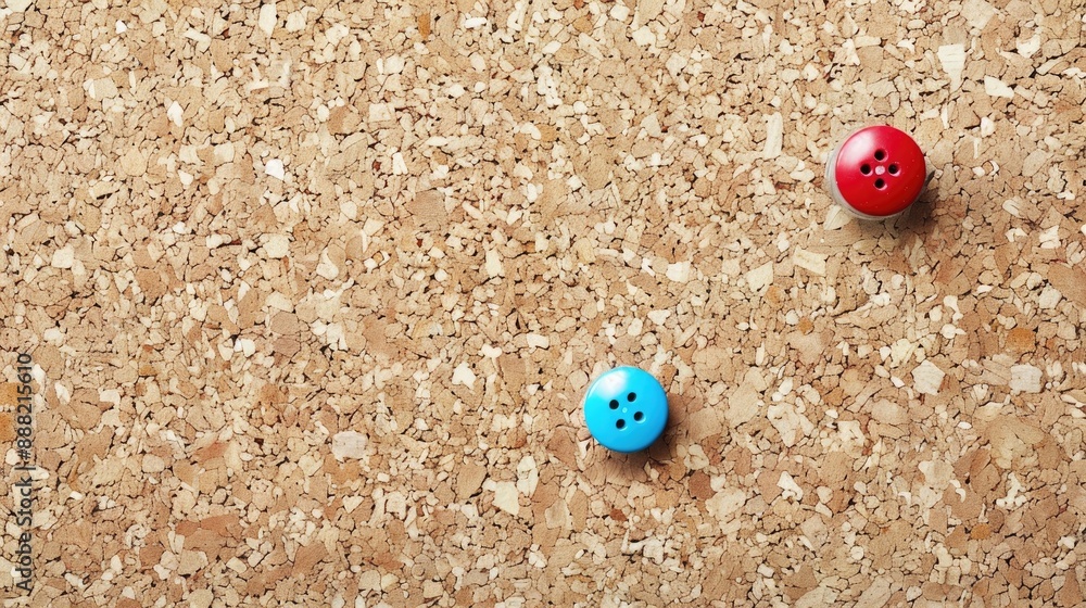 Poster paper attached to cork board with push button