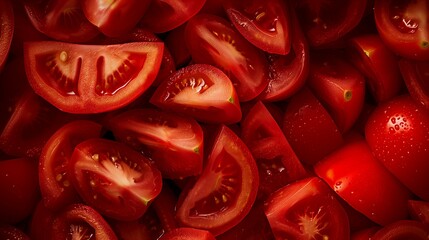 Photo of a pile of quartered tomatoes 1