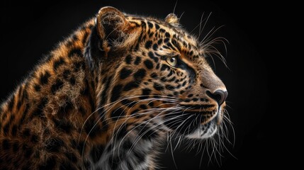 Majestic amur leopard portrait isolated on black background wildlife conservation image