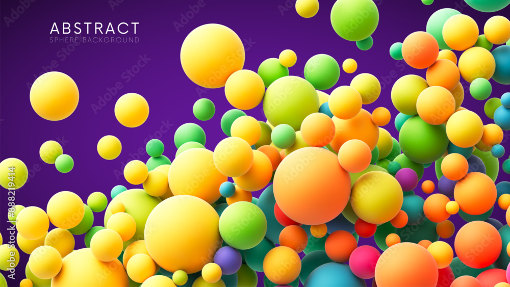 Aufkleber colorful rainbow gradient matte soft balls in different sizes. many abstract bright multicolored fly