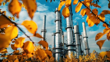 The industrial plant towers