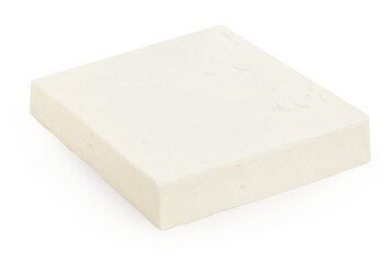 Tofu cheese isolated on white background. Tofu vegan cheese high of protein.