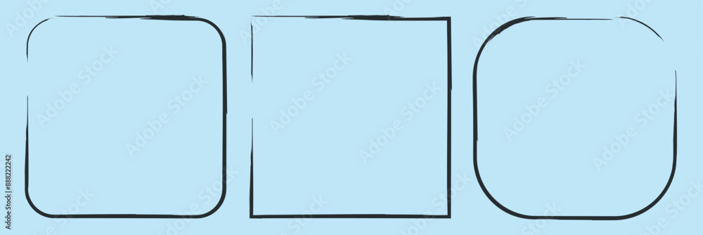 Poster rectangle frame line. square shape outline on hand draw style.