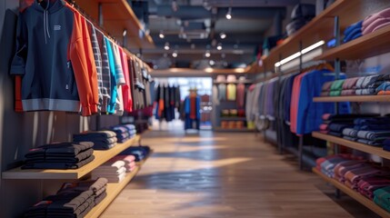 Modern Sportswear Retail Store Interior with Colorful Clothing