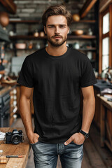 Obraz premium Black t-shirt mockup