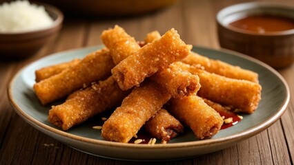  Deliciously crispy spring rolls ready to be savored