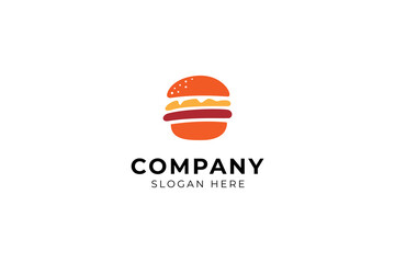burger logo design vector template, flat design illustration