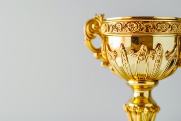 White background with golden trophy isolate