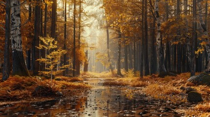 Fototapeta premium autumn in the woods generated ai